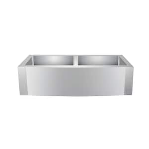 Dixon Farmhouse Apron Front Stainless Steel 39 in. 50/50 Double Bowl Kitchen Sink