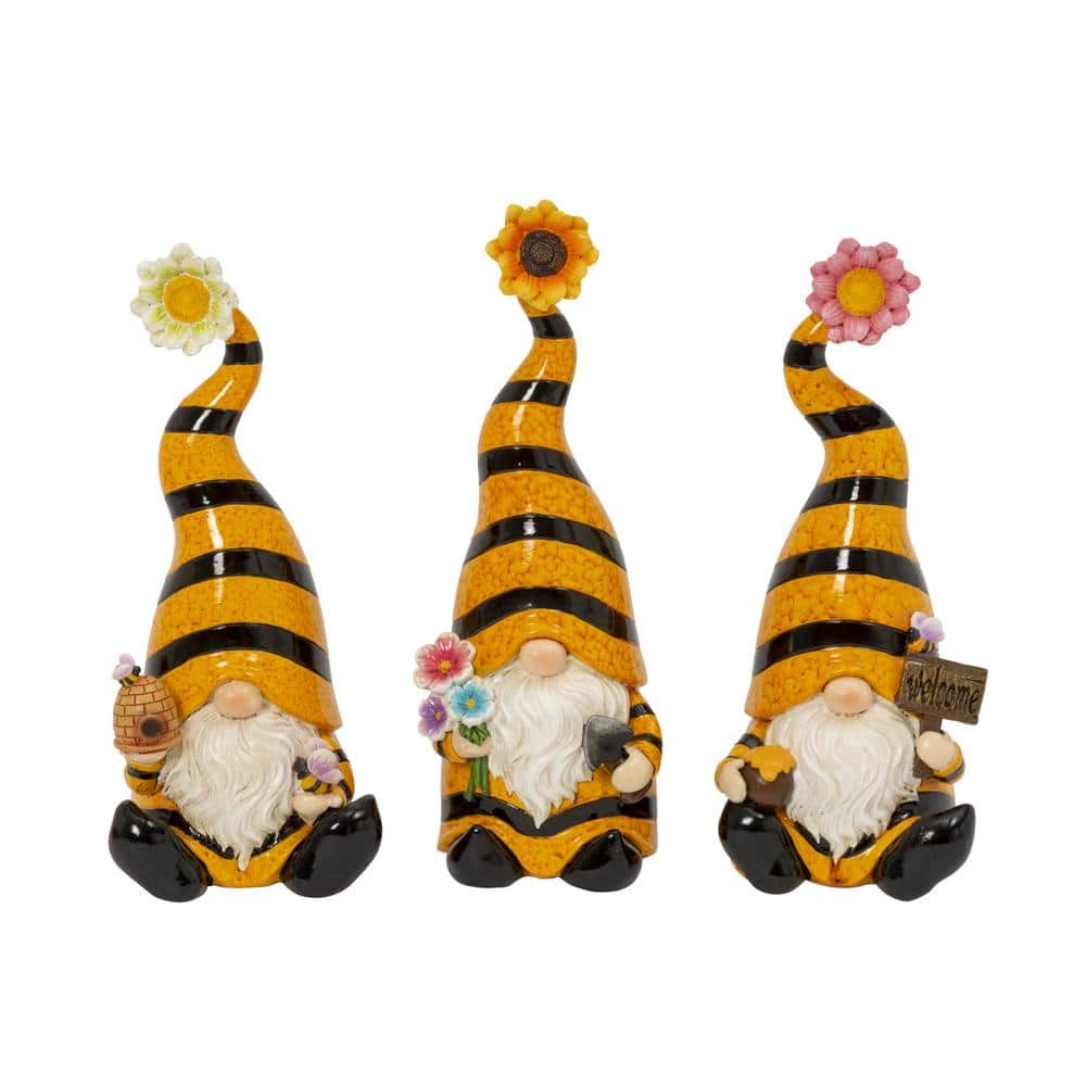 GERSON INTERNATIONAL Assorted 9.2 in. H Resin Bee Gnomes (Set of 3 ...