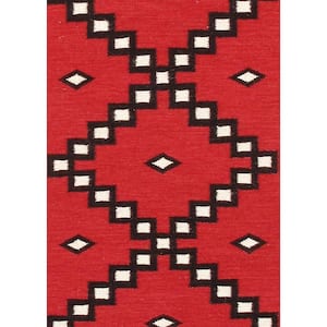 Tuscany Red 3 ft. x 8 ft. Geometric Wool Runner Rug