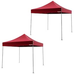 10 ft. x 10 ft. Red Set of 2 Water-Resistant Pop-Up Canopies