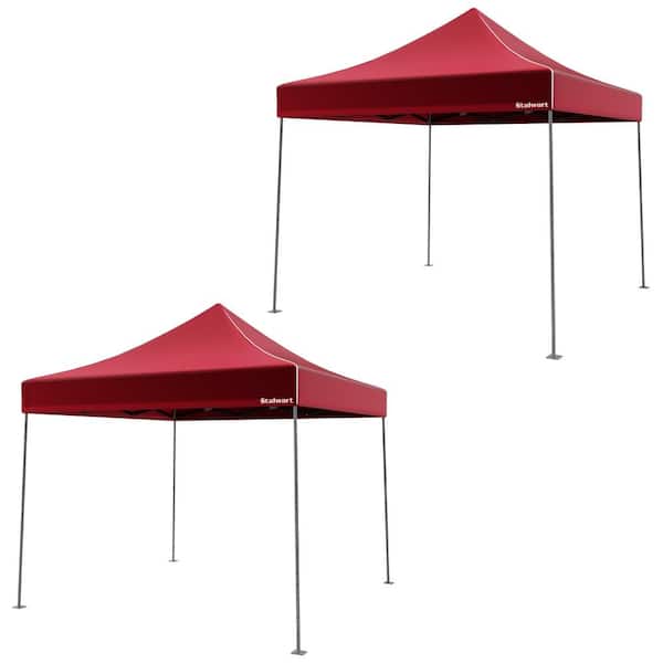 Stalwart 10 ft. x 10 ft. Red Set of 2 Water-Resistant Pop-Up Canopies
