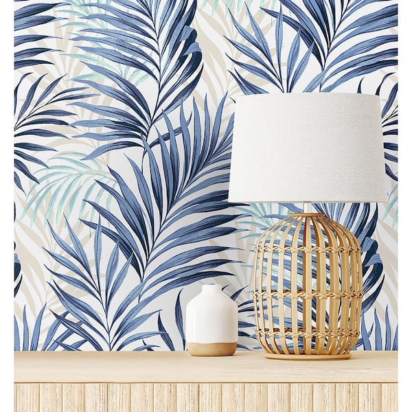 Tommy Bahama Palmiers Azure Vinyl Peel & Stick Wallpaper Roll (Covers 30.75  Sq. Ft.) 802803WR - The Home Depot