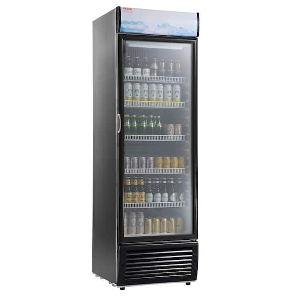 VEVOR 14.8 Cu.Ft Commercial Merchandiser Glass Door Display Refrigerator with 5-Adjustable Shelves, Customizable Lightbox