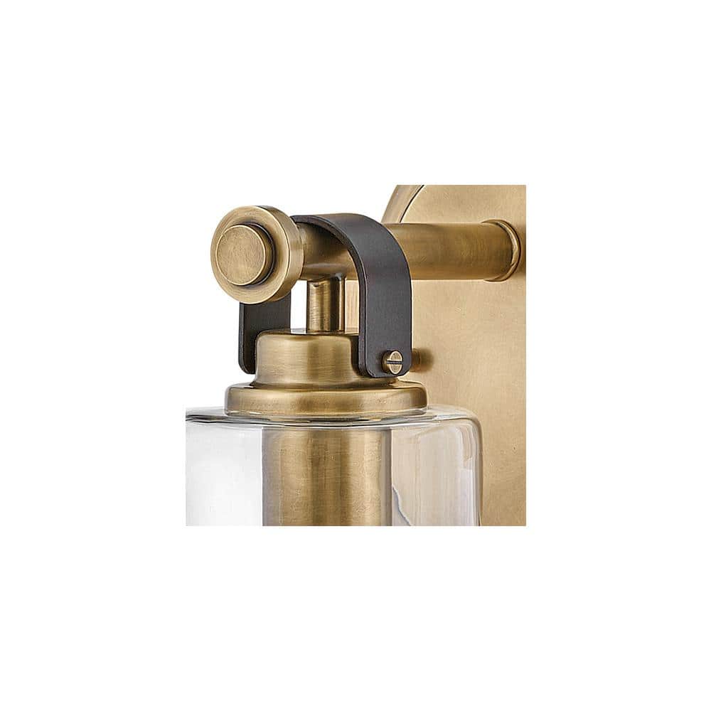 Halstead Heritage Brass 1-Light Outdoor Vanity with Clear Glass Shade