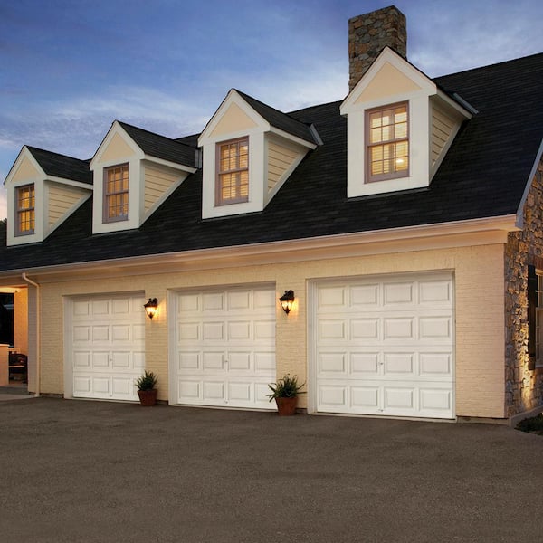 Classic Steel Short Panel 9 ft x 8 ft Insulated 18.4 R-Value  White Garage Door without Windows