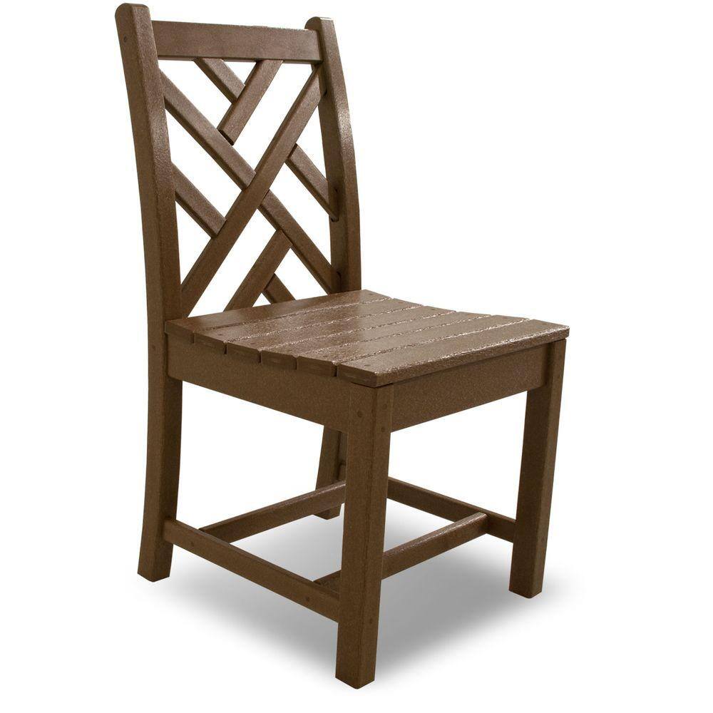 Brown Polywood Chippendale Armless Dining Side Chair
