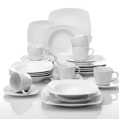 Julia 30-Piece Casual Ivory White Porcelain Dinnerware Set (Service for 6)