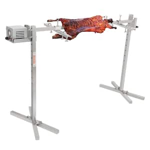 BBQ Rotisserie Grill Kit 46 in. Height Adjustable Universal Roaster Stand Stainless Steel Hexagon Spit Rod