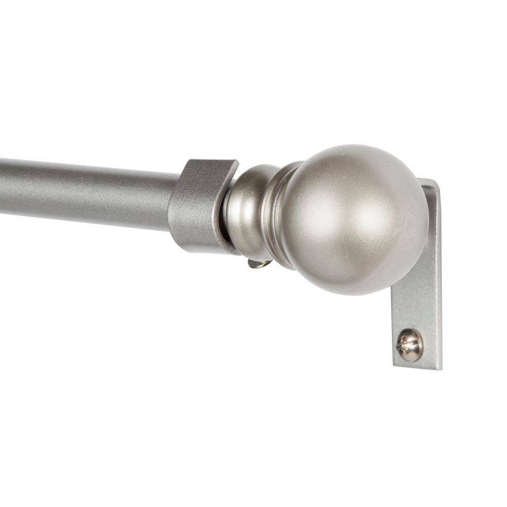 Brushed Nickel Adjustable Petite Cafe Curtain Rod with Ball Finials