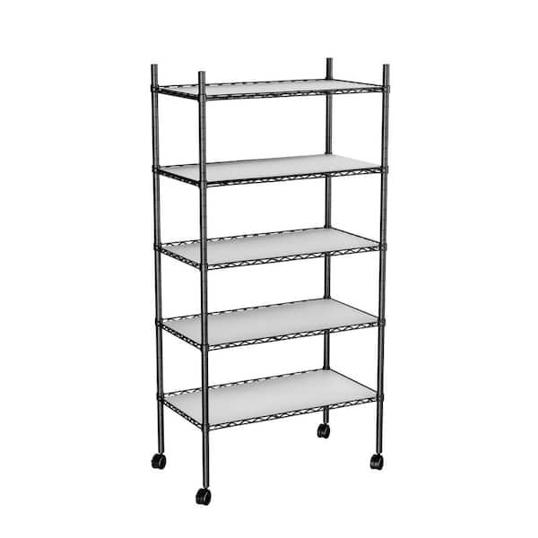 FUNKOL 7-Tier Black Kitchen Shelf Metal Storage Shelf Height Adjustable  W15506WMQ5921 - The Home Depot