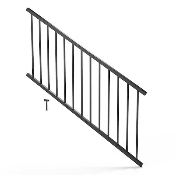 FORTRESS Inspire Railing 32.5 in. H x 6 ft. W Aluminum Black Sand Stair Panel  with Brackets 58232698 - The Home Depot