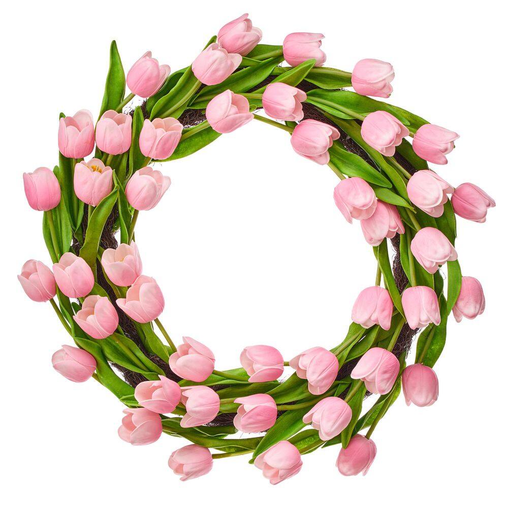 "21"" Pink Artificial Pu Spring Tulip Wreath" price history on PriceWatchPro