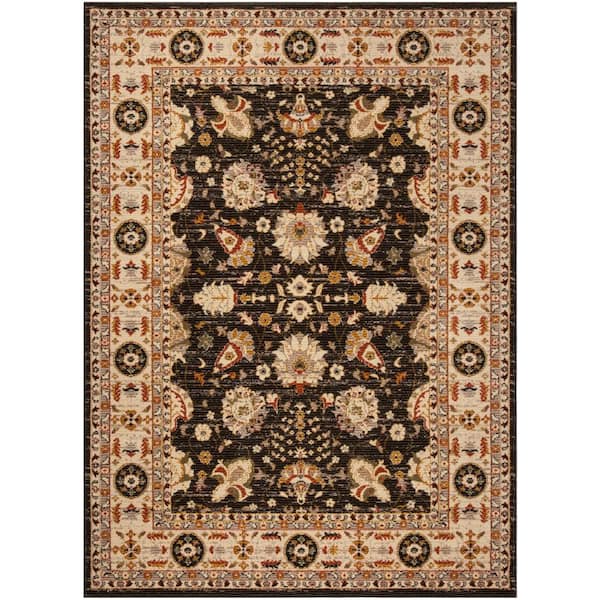 Summit 3 ft. x 5 ft. Brown/Creme Ornate Border Area Rug