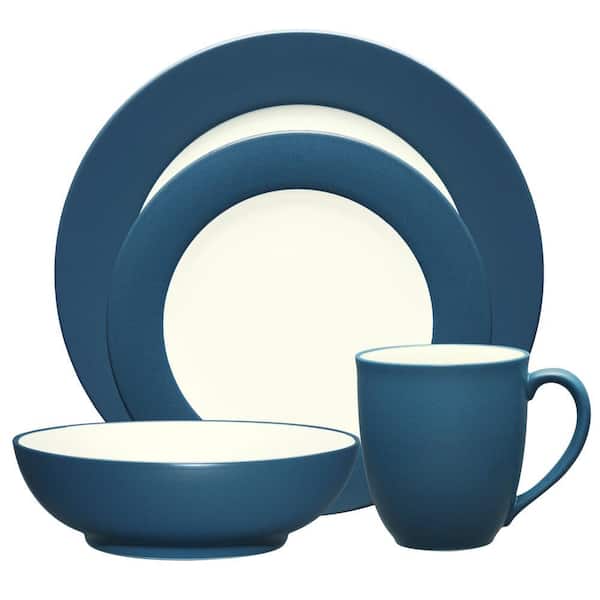 Colorwave Blue 4-Piece (Blue) Stoneware Rim Place Setting, Service for 1
