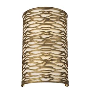 Kato 10 in. 2 Light Gold Sconce with Steel Shade