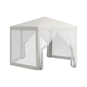 13 ft. x 11 ft. Outdoor Steel Event/Party Tent Canopy with Protective Mesh Screen Sidewalls in White