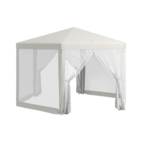 ITOPFOX 13 ft. x 11 ft. Outdoor Steel Event/Party Tent Canopy with Protective Mesh Screen Sidewalls in White
