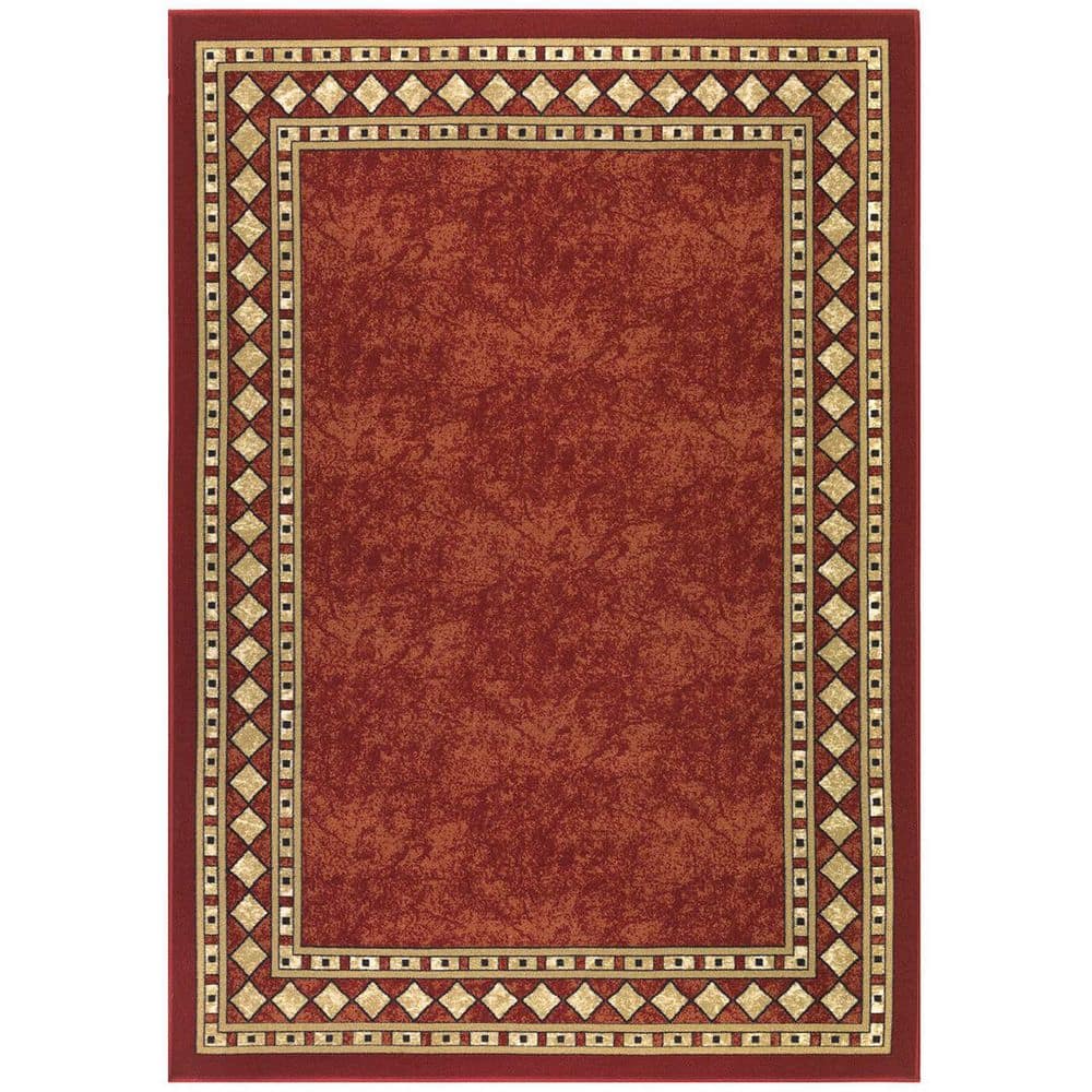 Red Polypropylene 5 ft. x 7 ft. Geometric Indoor/Outdoor Area Rug