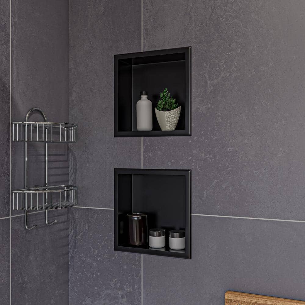 Brushed Black Stainless Steel Wall Mount Shower Niche