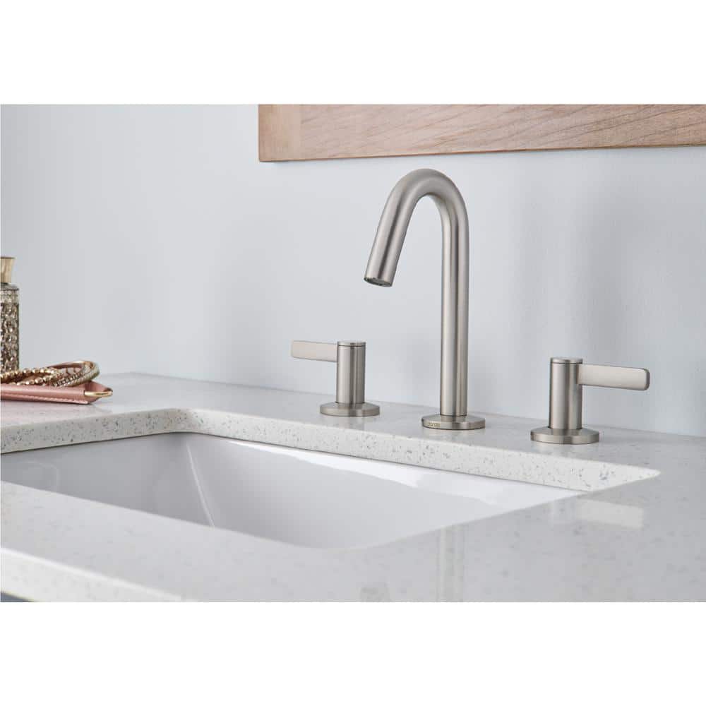 Amalfi Brushed Nickel Widespread Bathroom Faucet with Drain Assembly
