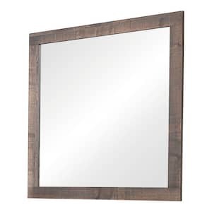 40.25 in. W x 40.25 in. H Square Wooden Frame Weathered Oak Brown Dresser Mirror Mirror