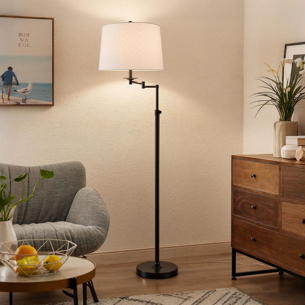 KAWOTI 64.5 in. Adjustable Bronze Standing Floor Lamp with Swing