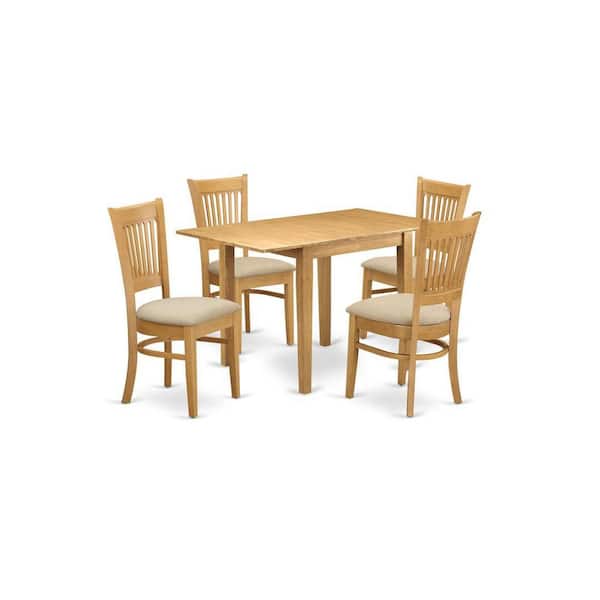East West Furniture 5-Piece Natural Oak Finish Solid Wood Top - Dining Room Set - Seats 4