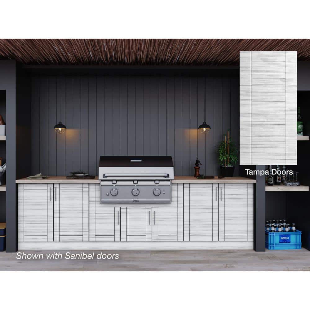 Weatherstrong Tampa Whitewash 17 Piece 121 25 In X 34 5 In X 28 In Outdoor Kitchen Cabinet Set Wse120wm Tww The Home Depot