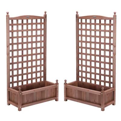 60 in. H Free-Standing Wood Planter Raised Beds with Trellis (2-Pack)
