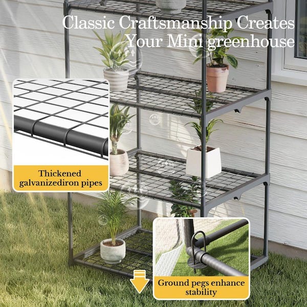 UPHA 63 in. H x 19 in. D x 27 in. W 4-Tier Portable Greenhouse