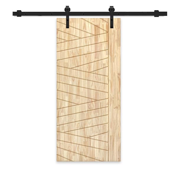 CALHOME 24 in. x 80 in. Natural Pine Wood Unfinished Interior Sliding Barn Door with Hardware Kit
