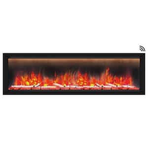 Allegro Series 68.5 in. Wall Mount Smart Electric Fireplace in Black Matte