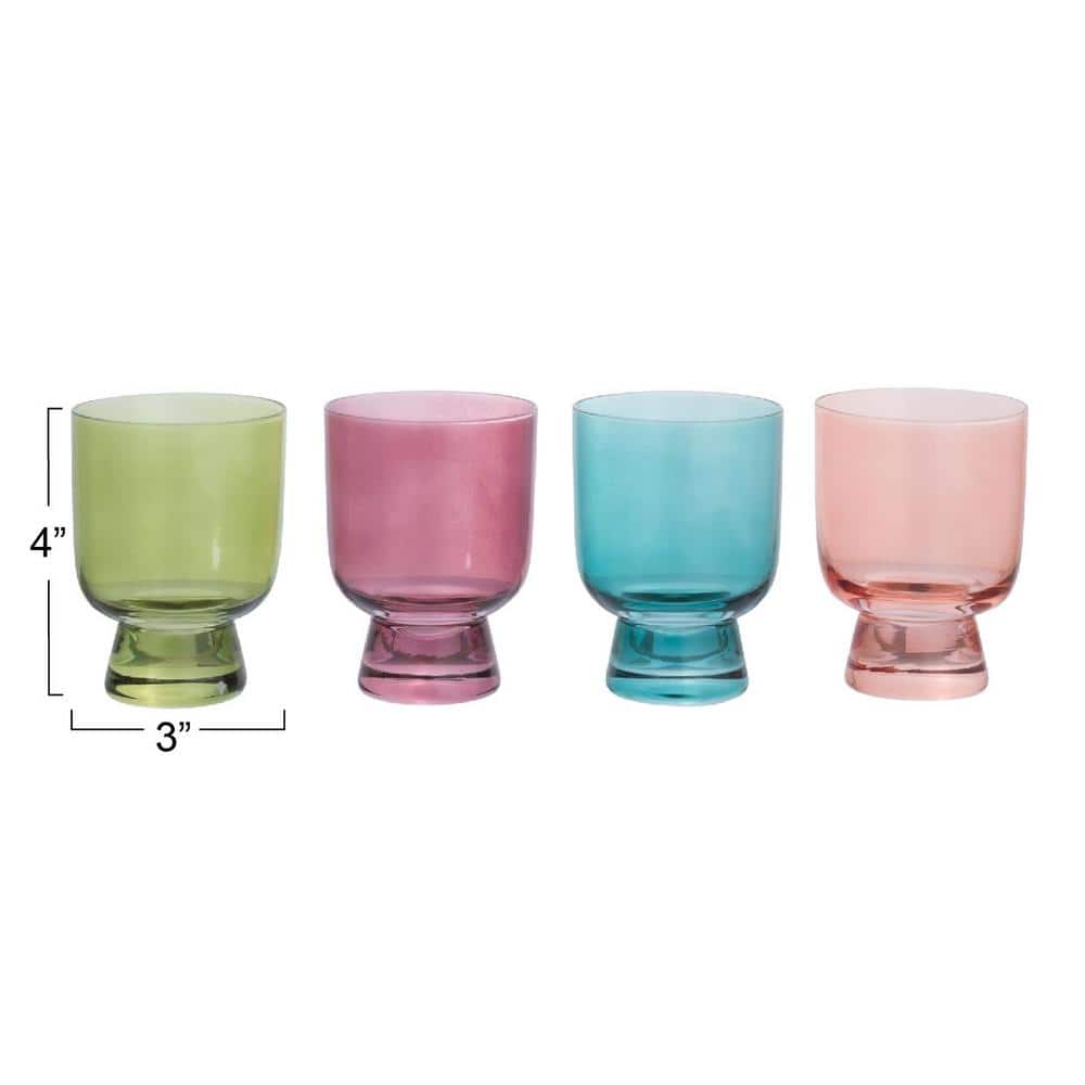 Colorful Hand-Blown Glass 6oz Footed Glassware Set