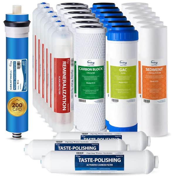 Upgraded 200 GPD 3-Year Replacement Filter Pack for RCC2AK Reverse Osmosis System with Alkaline Mineral Filter