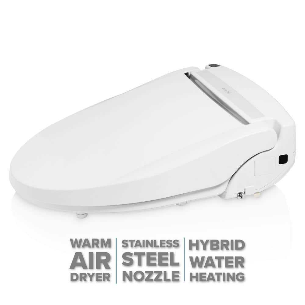 White Round Bidet Seat with Warm Air Dryer and Remote Control