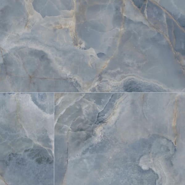 MSI Take Home Tile Sample-Aura Blue 4 in. x 4 in. Polished Porcelain Floor and Wall Tile