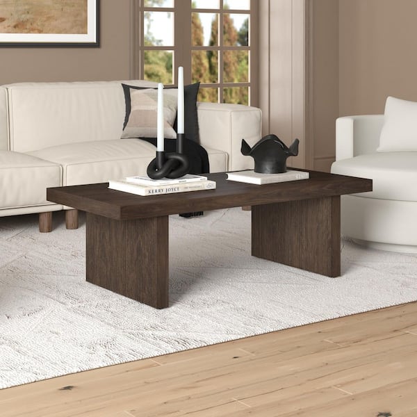 Soren 47.5 in. Alder Brown Rectangle MDF Top Coffee Table