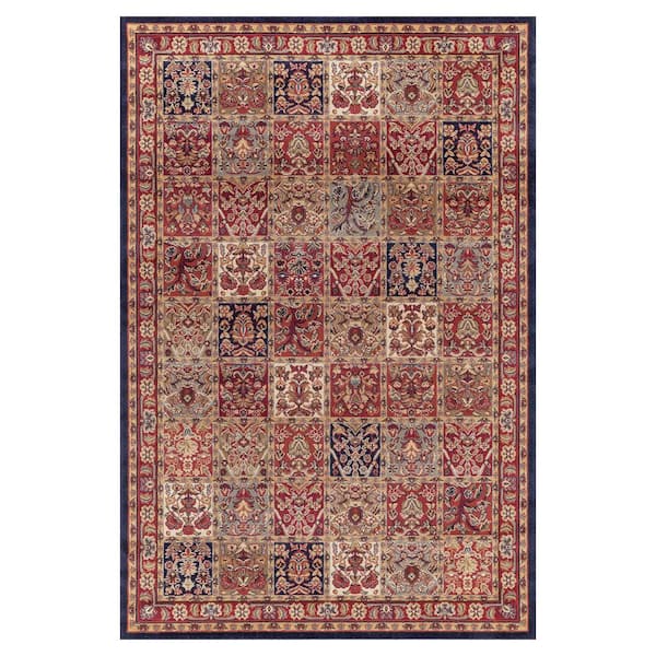 Concord Global Trading Jewel Collection Panel Red Rectangle Indoor 9 ft. 3 in. x 12 ft. 6 in. Area Rug