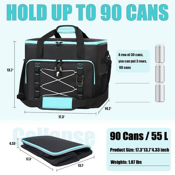 OGETFUUR 58 qt. 55L Black Insulated Cooler Bag, Portable Leakproof