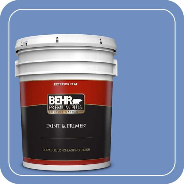 BEHR PREMIUM PLUS 5 gal. #590B-5 Purple Hyacinth Flat Exterior Paint & Primer