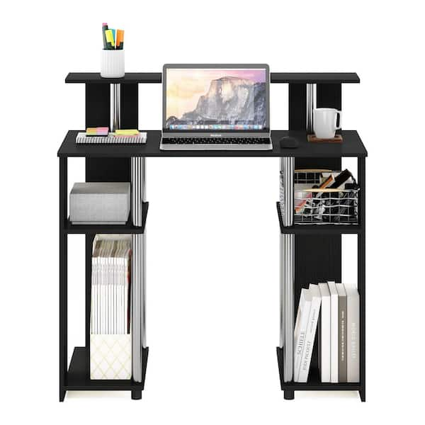 IFANNY White Computer Desk w/Bookshelf, Modern Home Office Desk w/Storage  Shelves & CPU Stand, Space-Saving Design, Compact Corner Computer