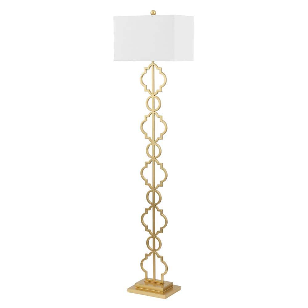 Selina 64.5" Gold Metal LED Floor Lamp with White Linen Shade