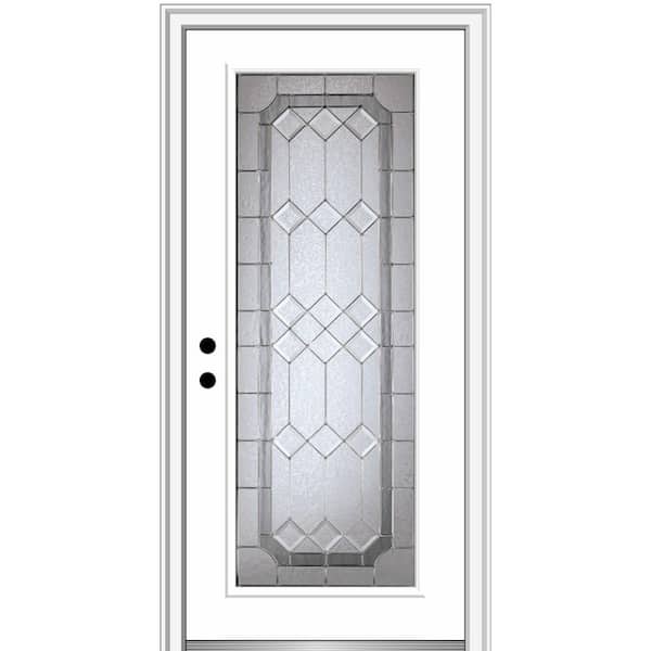 MMI Door Majestic 36 in. x 80 in. Right-Hand Inswing Full Lite Decorative Primed Fiberglass Prehung Front Door on 4-9/16in. Frame