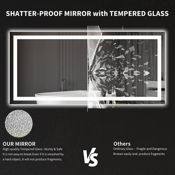 TOOLKISS 84 in. W x 40 in. H Rectangular Frameless LED Light