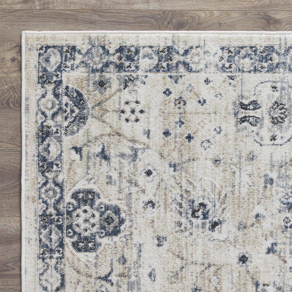Kehleigh Aylesh 9' x 12' Blue and Cream Synthetic Area Rug