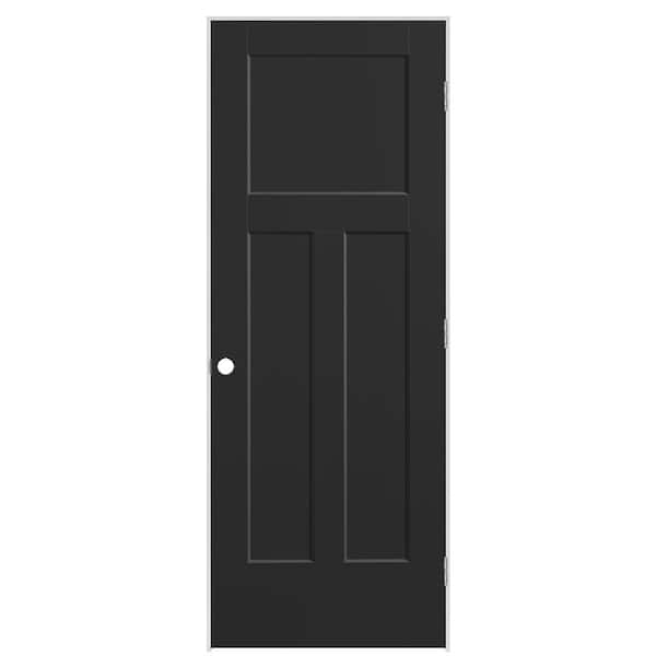 Masonite 30 in. x 80 in. 3-Panel Winslow Left-Hand Solid Core Jet Black Molded Composite Single Prehung Interior Door