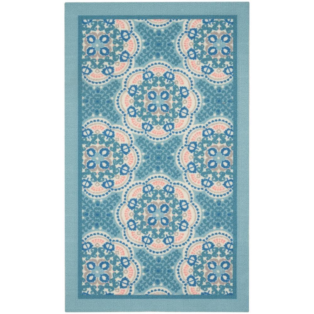 Waverly Sun N' Shade Blue 2 ft. x 4 ft. Allover design Contemporary