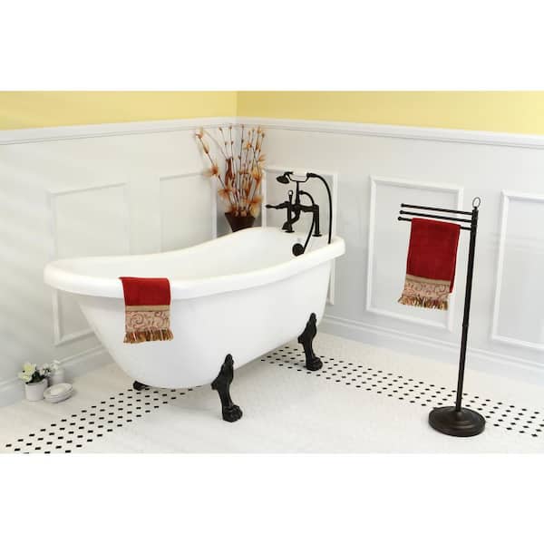Slipper 5.6 ft. Acrylic Clawfoot Bathtub in White and Faucet Combo in Oil Rubbed Bronze Slipper 5.6 ft. Acrylic Clawfoot Bathtub in White and Faucet Combo in Oil Rubbed Bronze