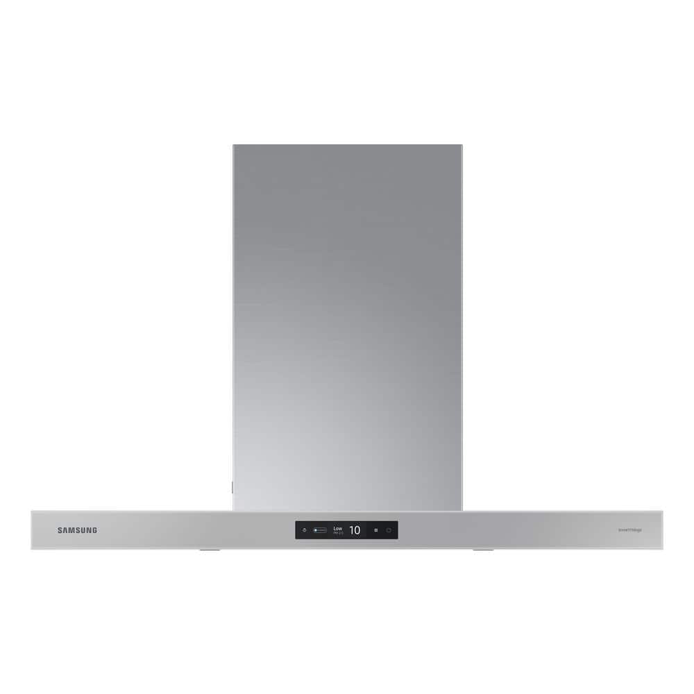"Samsung 36"" BESPOKE Wall Mount Range Hood in Clean Grey, Clean Grey Panel/ Stainless Steel Duct"
