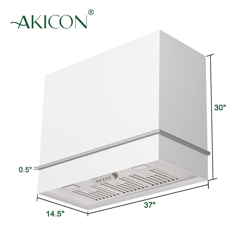 36'' White and Nickel Stainless Steel Wall Mounted Range Hood